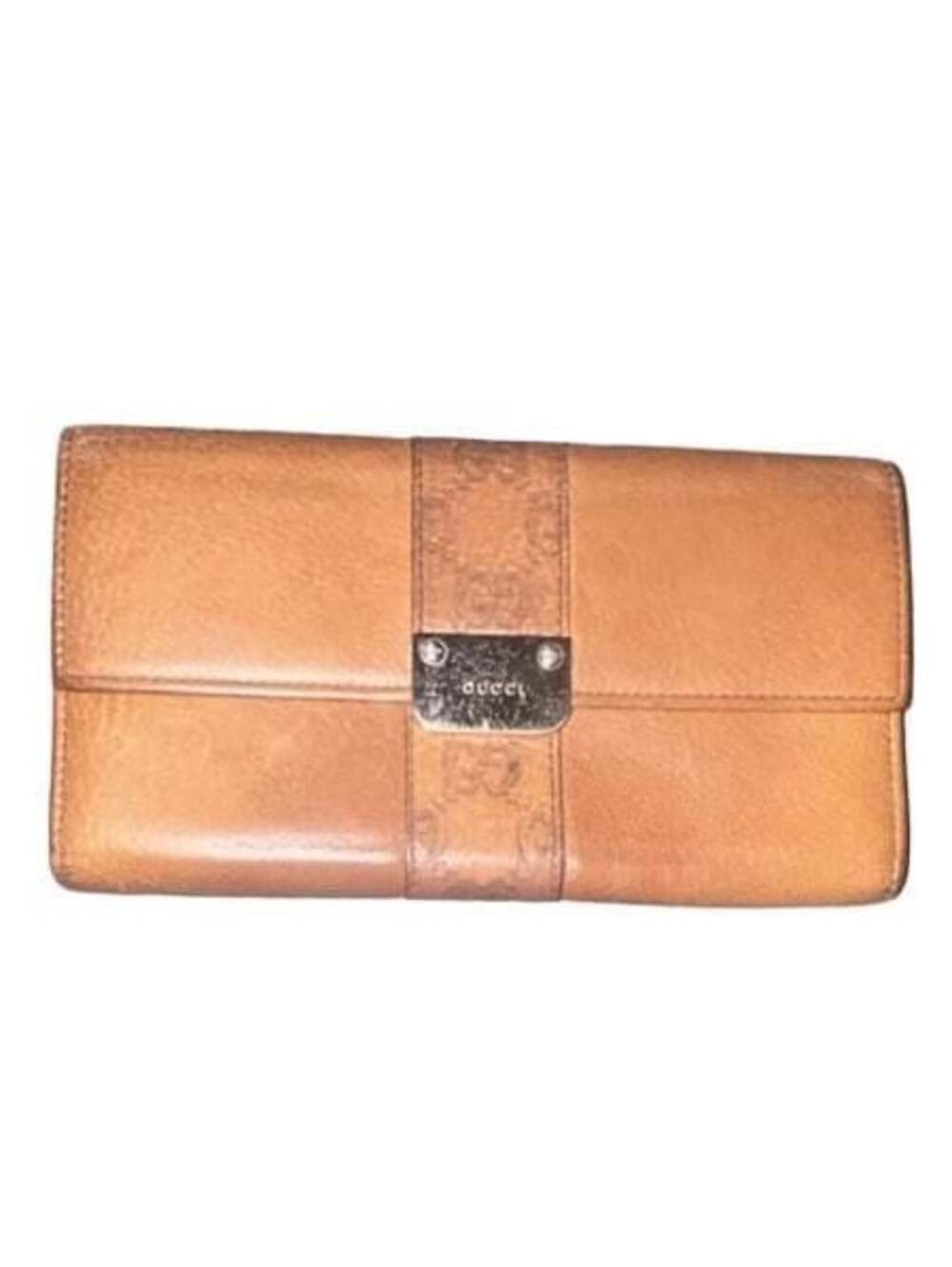 Gucci Brown Leather Guccissima Trim Flap Continental Wallet